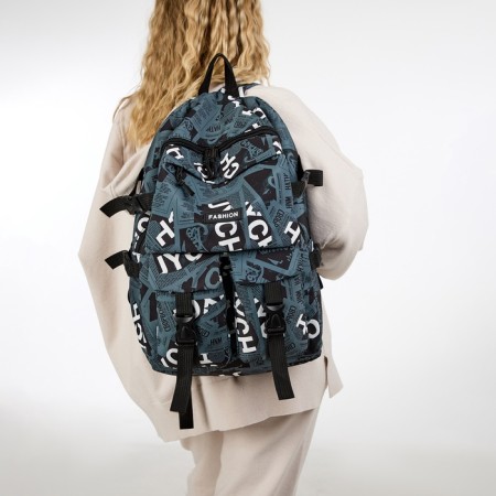 Young backpack from textiles on lightning, 3 pockets, color gray color-5