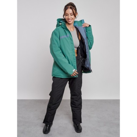 Ski costume female winter, size 60, green color-8