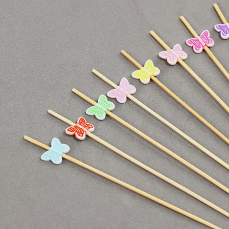 Wooden skewers "Butterflies", 12 cm, set 12 pcs.