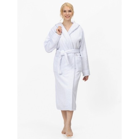 Women's robe with a hood, size 52-54, white color-3
