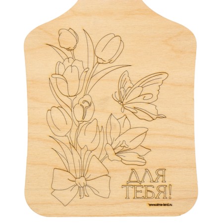 Burning board "Tulips with a butterfly"-2