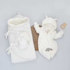 Kinderlitto “Freckle” discharge kit, 5 items: blanket-convert, hat, overalls-slip, overalls, hat, demi-season, height 50-56 cm, color sugar