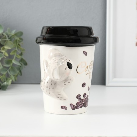 Pig a piggy bank Coal with coffee 10.2x12.8x14.2 cm-1