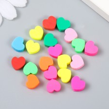 Бусины для творчества PVC "Яркие сердечки" набор 20 шт 0,5х1х1 см