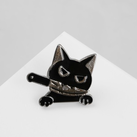 Icon "cat" hunter, with a grin, black color in silver-2