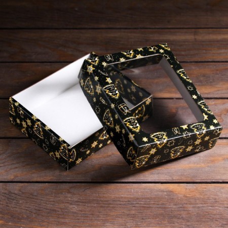 Gift box, lid is, with the window "Festive magic", 18 x 15 x 5 cm-3