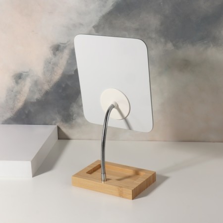 Mirror with a stand for storage "Bamboo", on a flexible leg, a mirror surface 16.5 × 19.5 cm, brown color/silver color-4