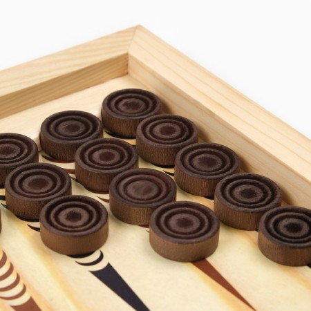 Backgammon "Hunters on a halt", wooden board 50 x 50 cm, with a field for playing checkers-3