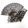 Fan plastic, textile "Solder of flowers" with gold mix 23 cm