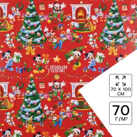 New Year. Packaging paper, 70x100 cm, Mickey Mouse