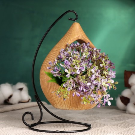 Pot on the stand "flashlight", beige, 10.5x15cm-1
