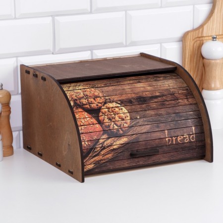 Bread woods with decor, 29.6x29.6x18.3x0.6 cm