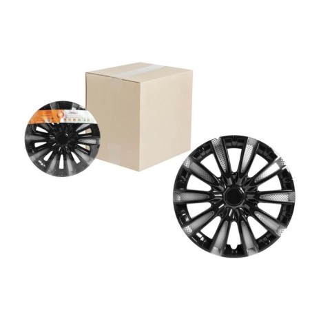 Wheel caps 14 "Tornado T", silver/black, carbon, 2 pcs AIRLINE AWCC-14-10