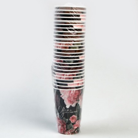 A one -time paper cup for coffee "flowing from happiness", 400 ml-4