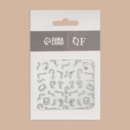Nail stickers "glare", voluminous, silver color-2