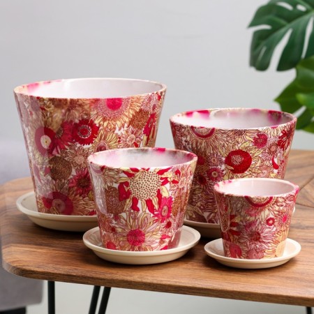 Set of pots Avangard Elegant, 0.3 / 0.8 / 1.7 / 3.2 l, pink-yellow