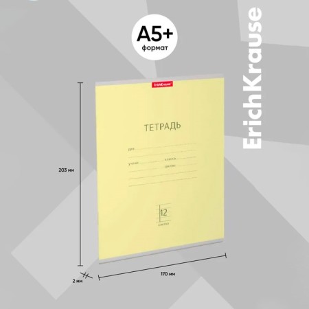 Notebook of 12 sheets in the Erichkrause Class "Classic", covered cardboard, OFSET block, yellow-1
