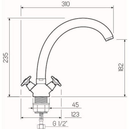 Kitchen mixer RMS SL115-273F, two-welfare, fastening nut, chrome-1