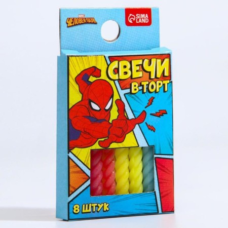 Set of candles for the cake "Happy Birthday", 8 pieces, spider-man