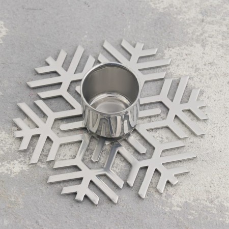 Snowflake Snowman Metal for one candle, 8.5x2.7 cm, chrome-2