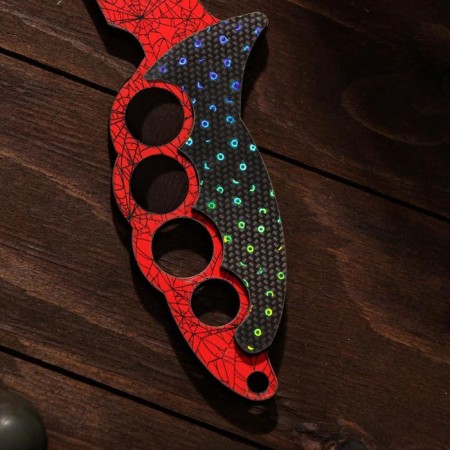 Wooden souvenir "ax", red marble-2