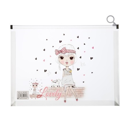 Lightning folder A4 format, 180 md, transparent with the pattern "Girls", mix-1