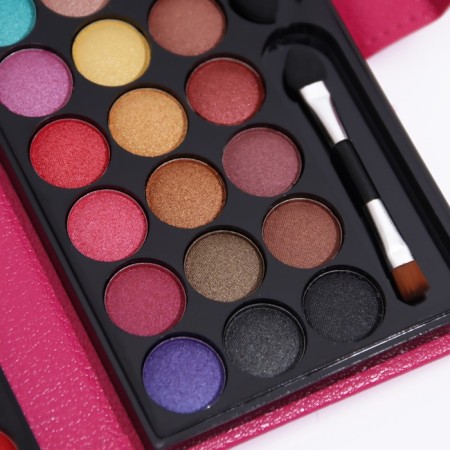 A set of decorative cosmetics: eye shadows, eyebrow shadows, lip gloss, blush, mirror-5