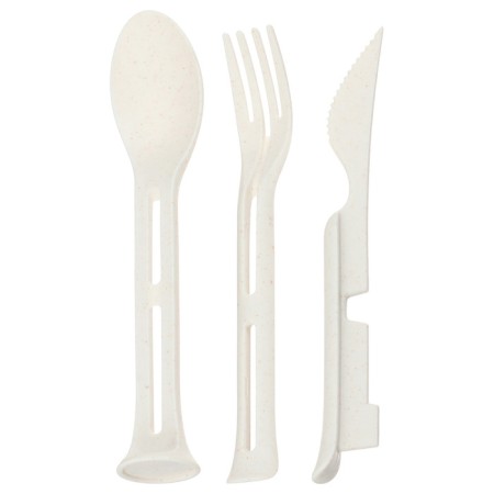Set of cutting devices Maclay: spoon, fork, knife, plastic, beige color-5