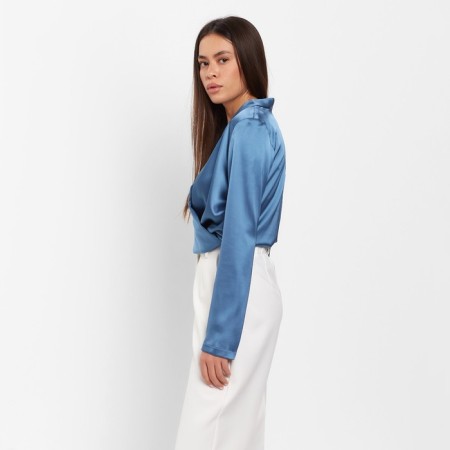Women's blouse with a drapician Mist: Classic Collection p. 50, blue color-1