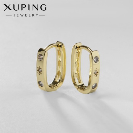 Earrings with rhinestones Xuping Arph with bets, white color in gold