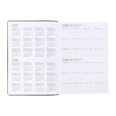 Dated 2025 diary, Escalada, A4, 120 sheets, soft cover, artificial leather, foil embossing, liesse, block 80 g/m2, brown-7