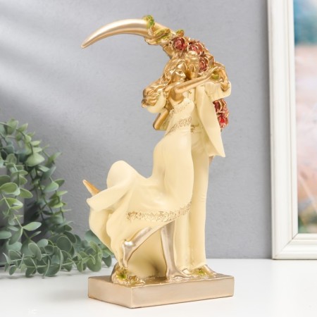 Polystone souvenir "In love pair in a month in flowers" 7.5x18x28 cm-1