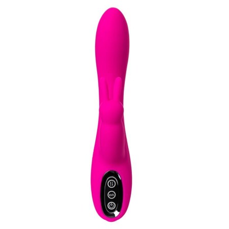 Triple vibroostimulator Jos Spanky, silicone, pink color, 21 cm-1