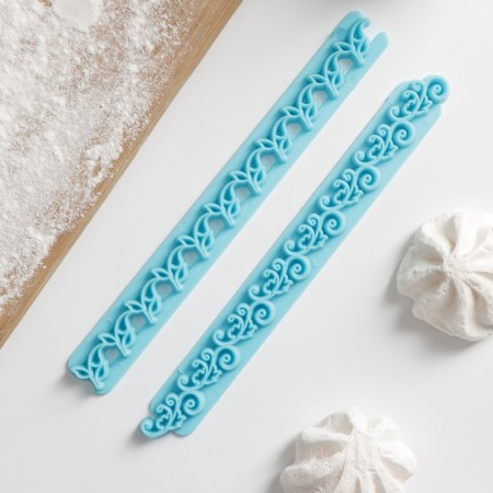 A set of seals for marzipan and test "Leaflets", 2 pcs, 17 × 2 × 0.8 cm-1
