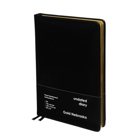 Delivery of a non -jointly A5, 136 sheets in a ruler, leatherette "Nebraska", gold cut, black-6