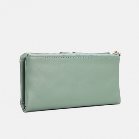 Women's wallet on the button, green color-1