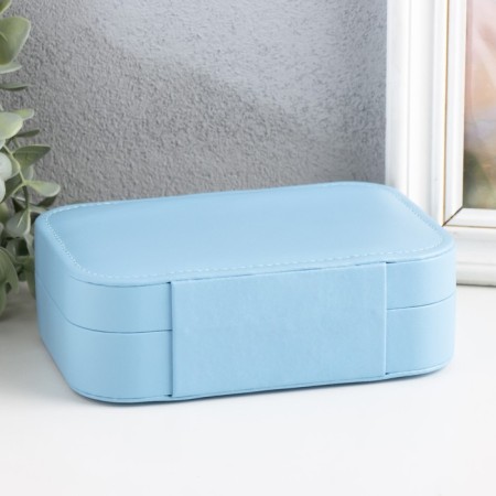 Casket leatherette for jewelry "Matte surface" Blue 16x11x5 cm-3
