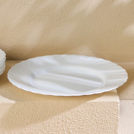 A set of dining plates Luminarc Trianon, D = 25 cm, glass -ceramic, 6 pcs, white color-1