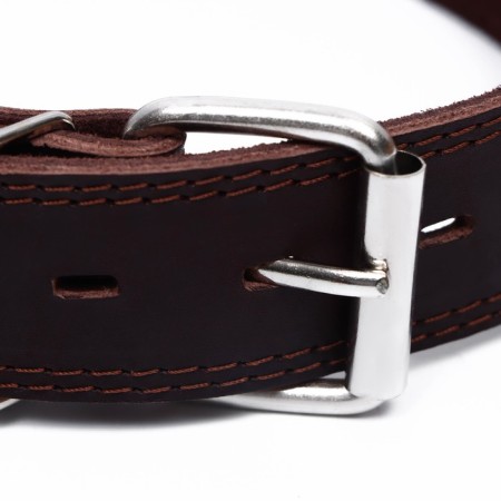 Collar of two-layer leather on the suede, 3.5 cm, Osh 41-51 cm, brown-2