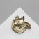 Brooch "Fox" shiny, golden orange color in gold