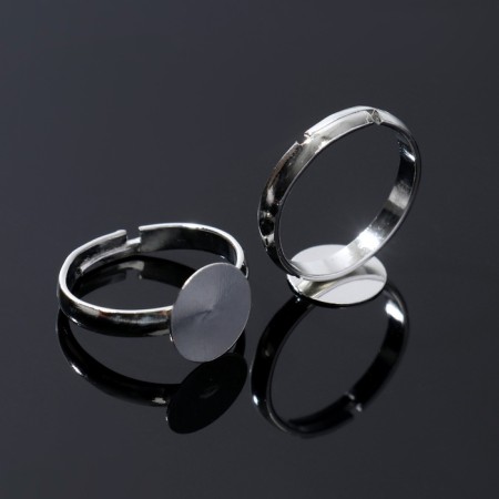 The basis for the ring is adjustable, dimensionless with a platform (set of 5 pcs.), 10 mm, silver color