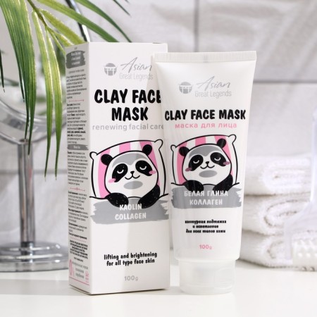 Face mask "Family Cosmetics" with white clay and collagen, 100 g