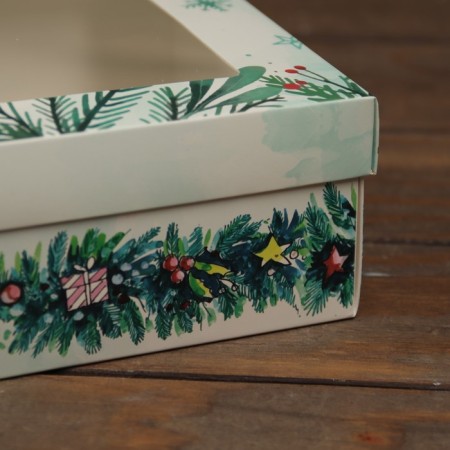 The box is folding, the lid is, with the “New Year tree” window 21 x 15 x 7 cm-2