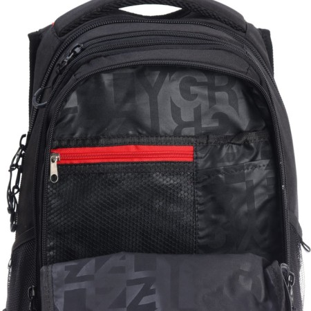 Youth backpack, 42 ​​x 31 x 22 cm, Grizzly 338, ergonomic back, laptop compartment, black/red RU-338-2_2-11