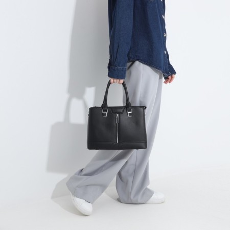Lightning tout bag, external pocket, long belt, black color-7
