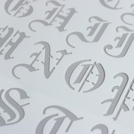 Plastic stencil "English alphabet. Vintage" 26x17.8 cm-1