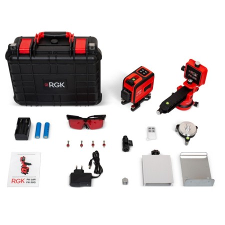 Laser level RGK PR-38R, 20 m, 360 °, 3 rays, 635 HM, 5/8 ", charger-6