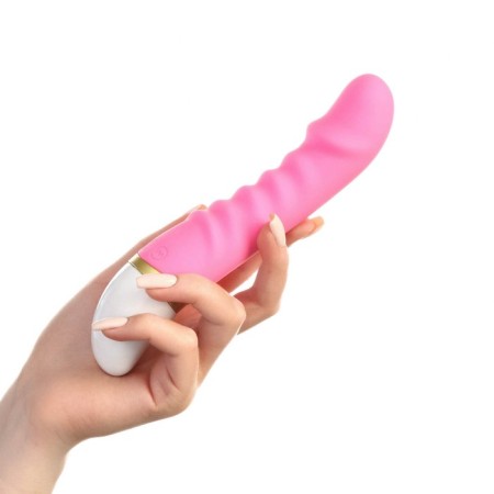 Vibrator with stimulation of point G, Form "Realistic", 19 x 3.5 cm, pink-4