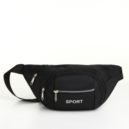 Lightning waist bag, 3 outer pockets, black color-2