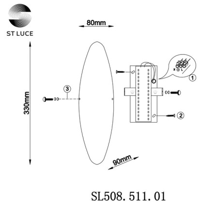 Wall lamp ST LUCE. SL508.511.01. Snello. 1x8 W, LED, 4000K, 8x33 cm, white color-6